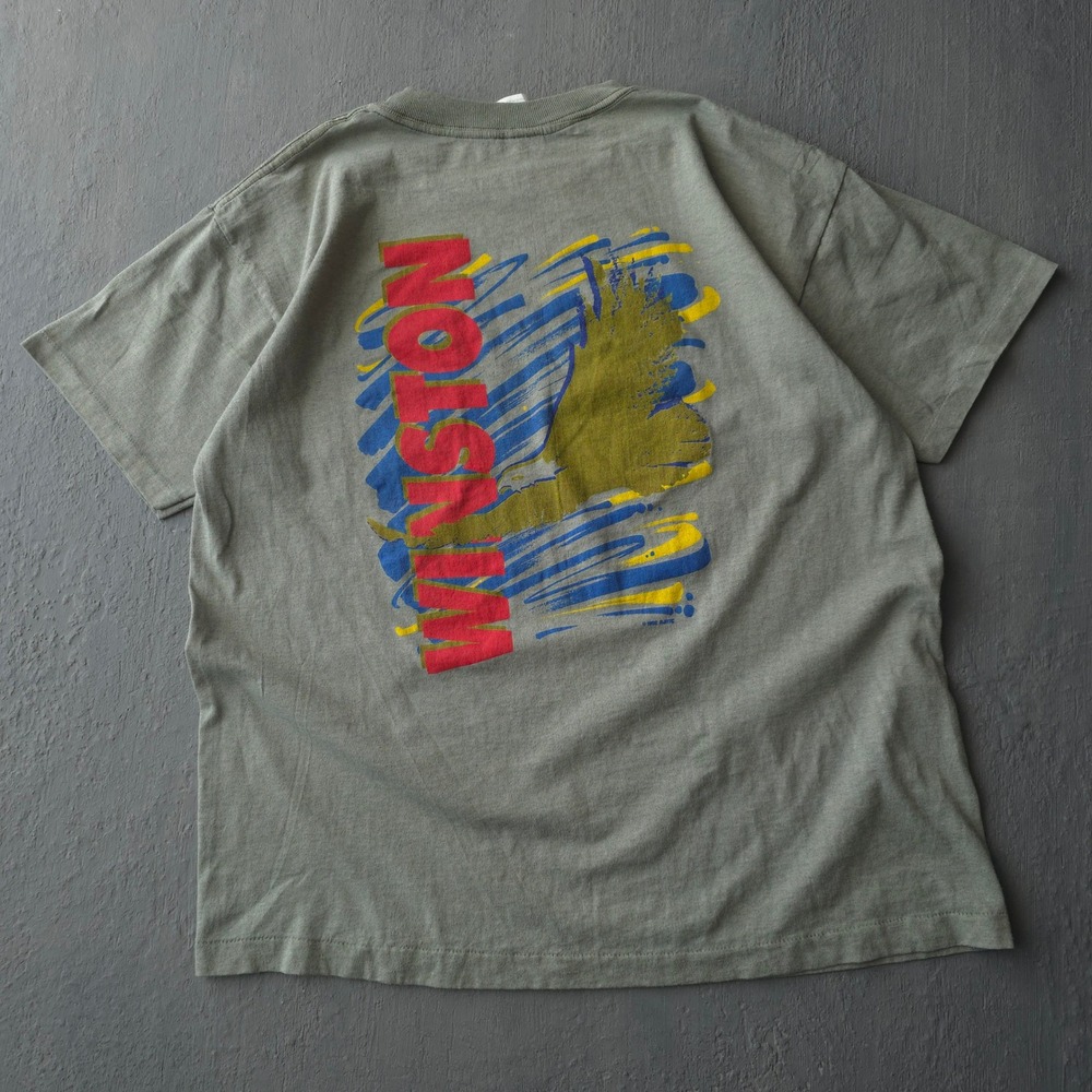 Vintage 90s Winston Green T-shirt XL Eagle Pocket Graphic Hand Dyed